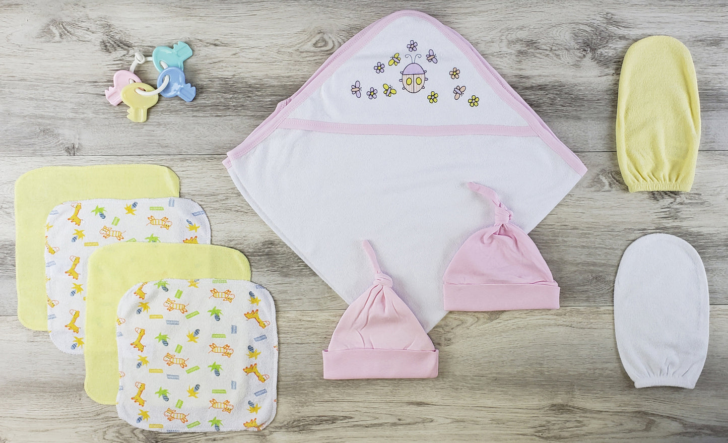 Bambini Hooded Towel, Bath Mittens, Hats and Wash Coths - Castle Anna
