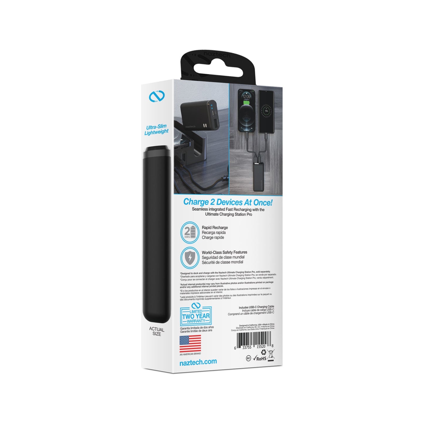 Naztech 4000mAh USB-C + USB Power Bank with 13 Hours Battery Life - Castle Anna