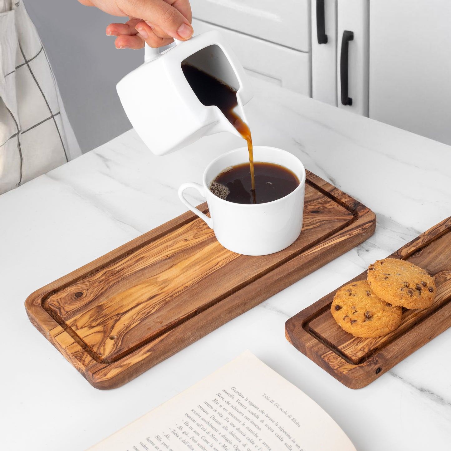 Eco-Friendly Olive Wood Rectangle Board with Juice Groove - Castle Anna