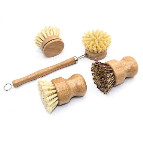 Bamboo Sisal Dish Brush - Zero Waste Kitchen Brush - Replaceable Sisal - Castle Anna