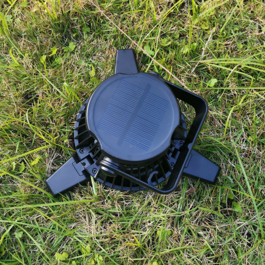 Solar Camping Light Foldable Fan Hanging Hook Rechargeable - Castle Anna