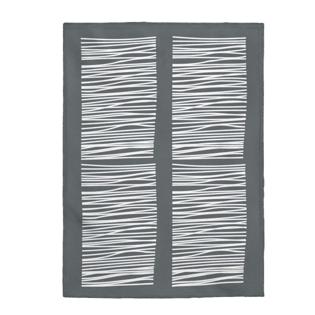 Dark Gray Abstract Lines Plush Blanket Throw - Castle Anna