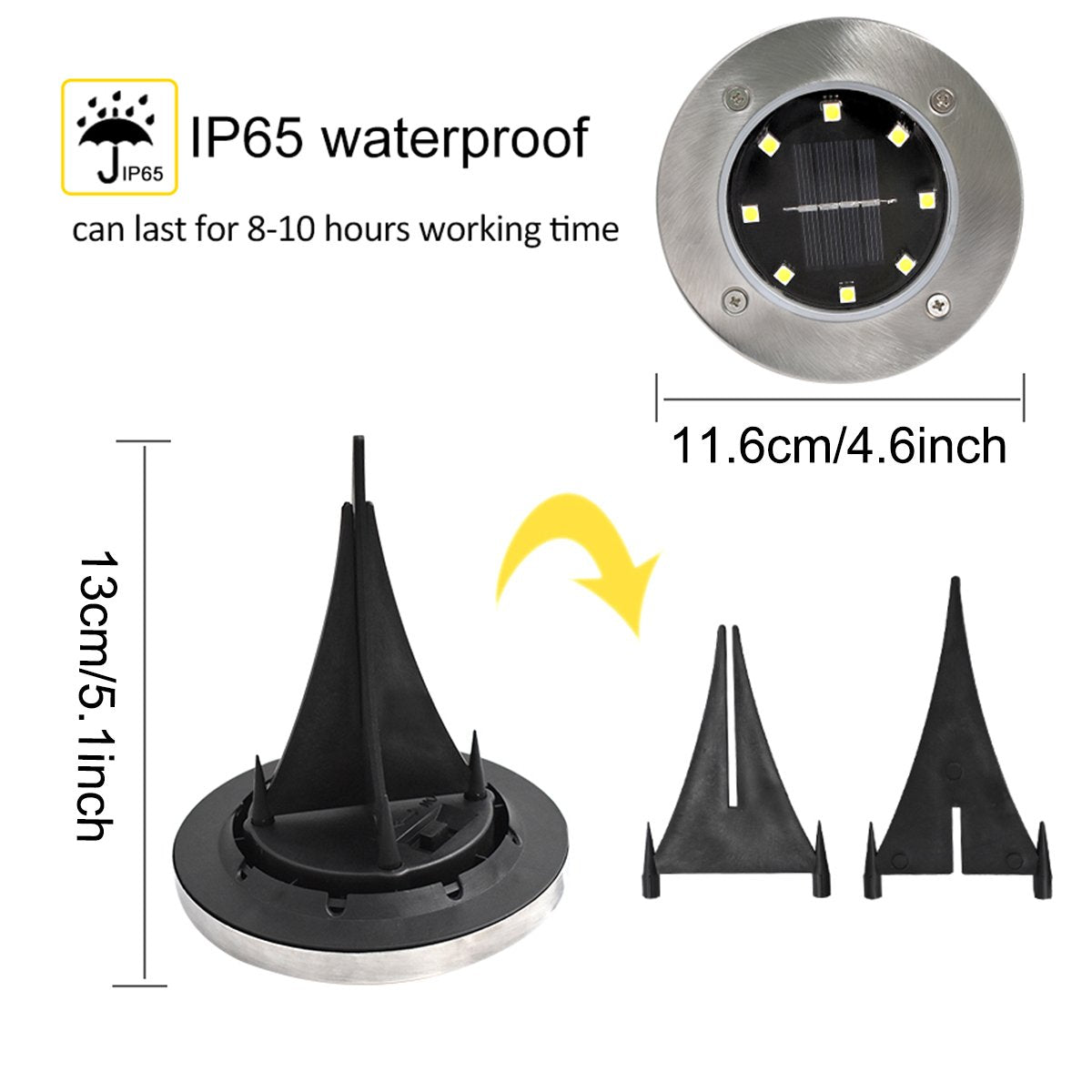 4/8 LEDs Solar Powered Buried Light Outdoor Pathway Garden Decking - Castle Anna