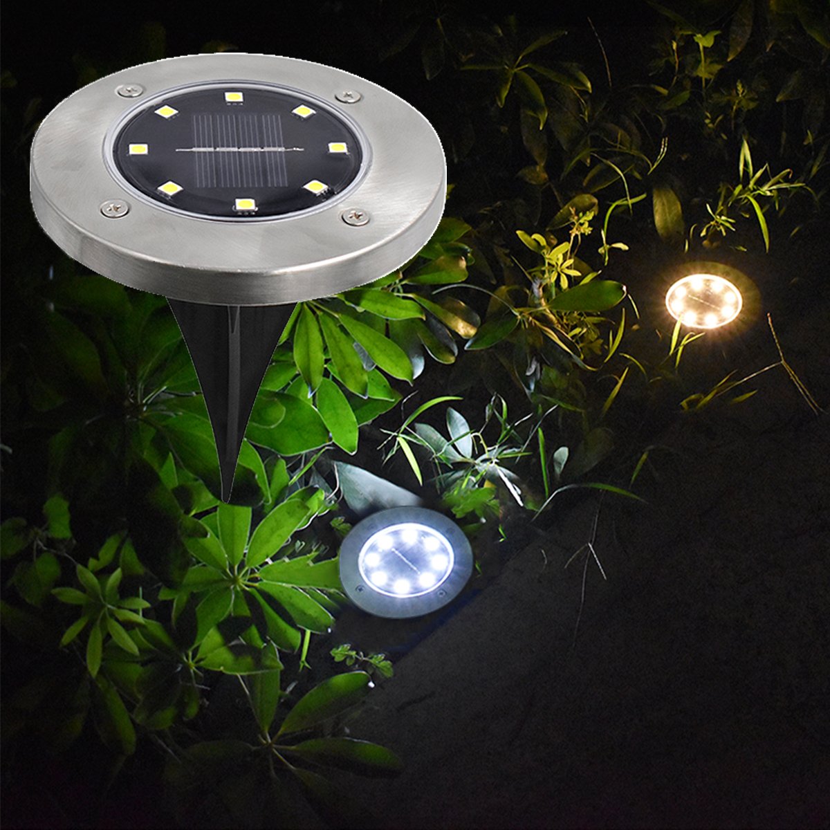 4/8 LEDs Solar Powered Buried Light Outdoor Pathway Garden Decking - Castle Anna