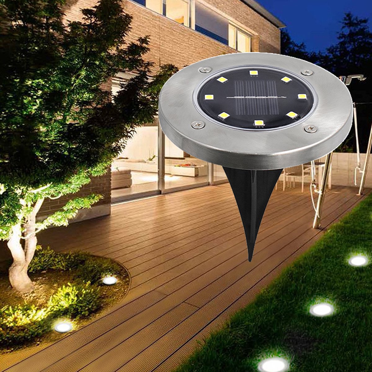 4/8 LEDs Solar Powered Buried Light Outdoor Pathway Garden Decking - Castle Anna