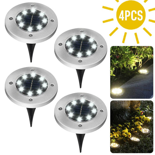 4/8 LEDs Solar Powered Buried Light Outdoor Pathway Garden Decking - Castle Anna