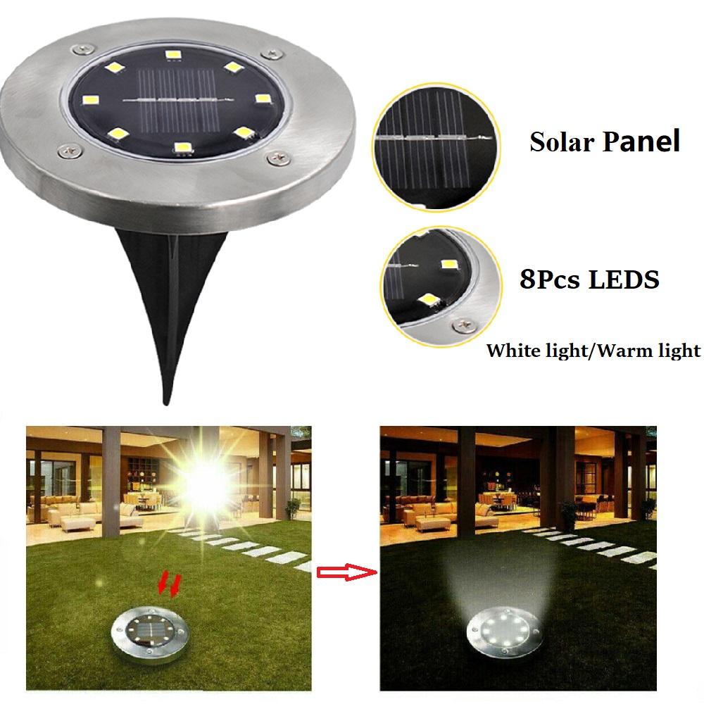 4/8 LEDs Solar Powered Buried Light Outdoor Pathway Garden Decking - Castle Anna