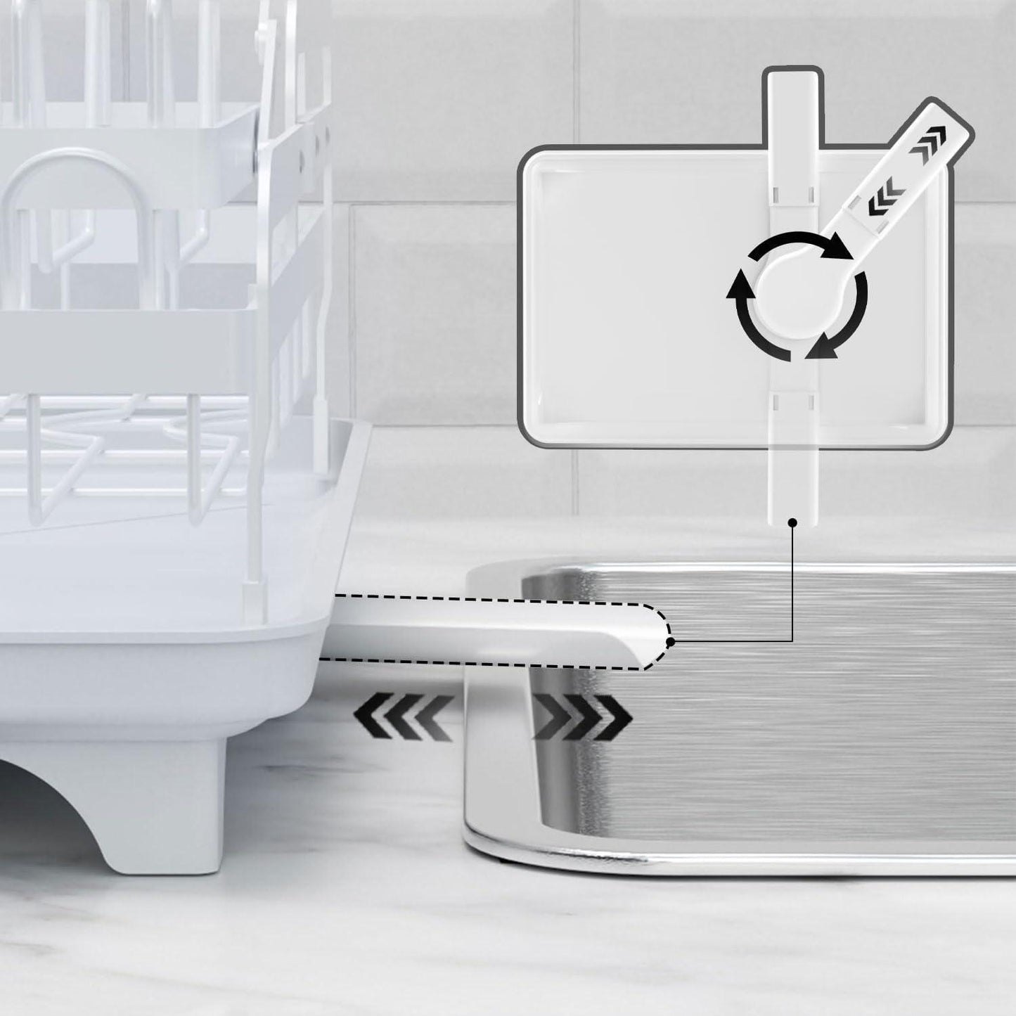 Double Layer Kitchen Dish Drain Rack With Cup Rack And Cutlery Rack - Castle Anna