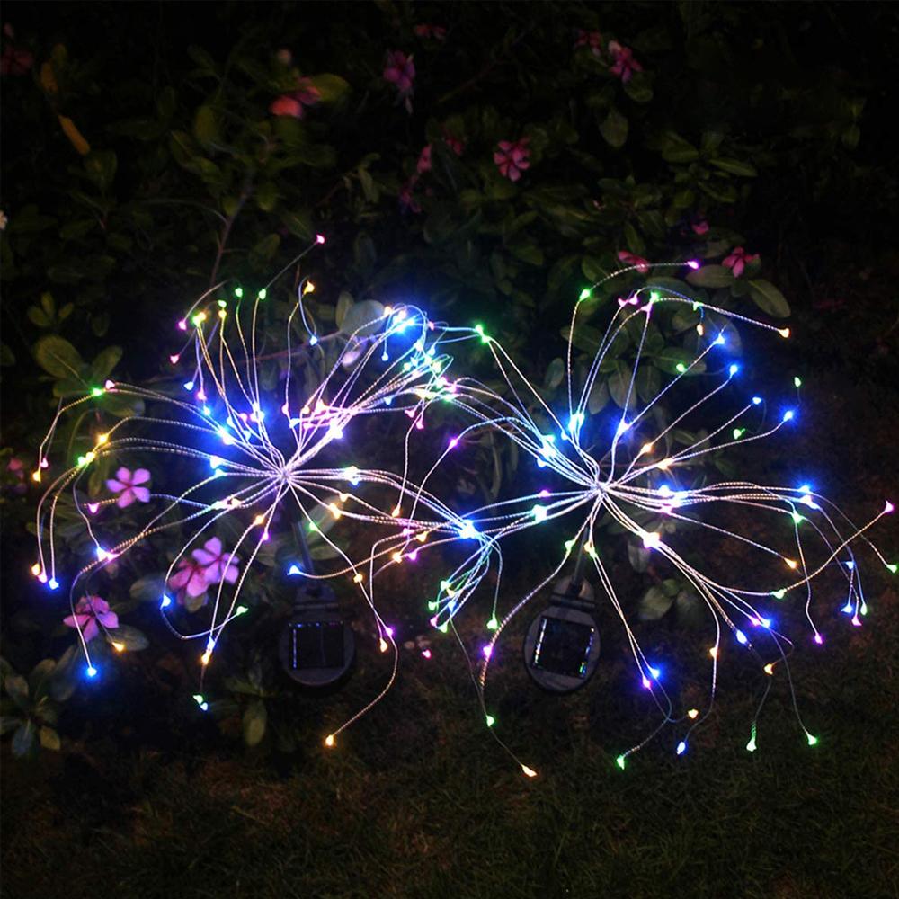 2PCS Solar Fireworks Lamps 90 LED Multi-Color Outdoor Christmas Lights - Castle Anna