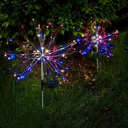 2PCS Solar Fireworks Lamps 90 LED Multi-Color Outdoor Christmas Lights - Castle Anna