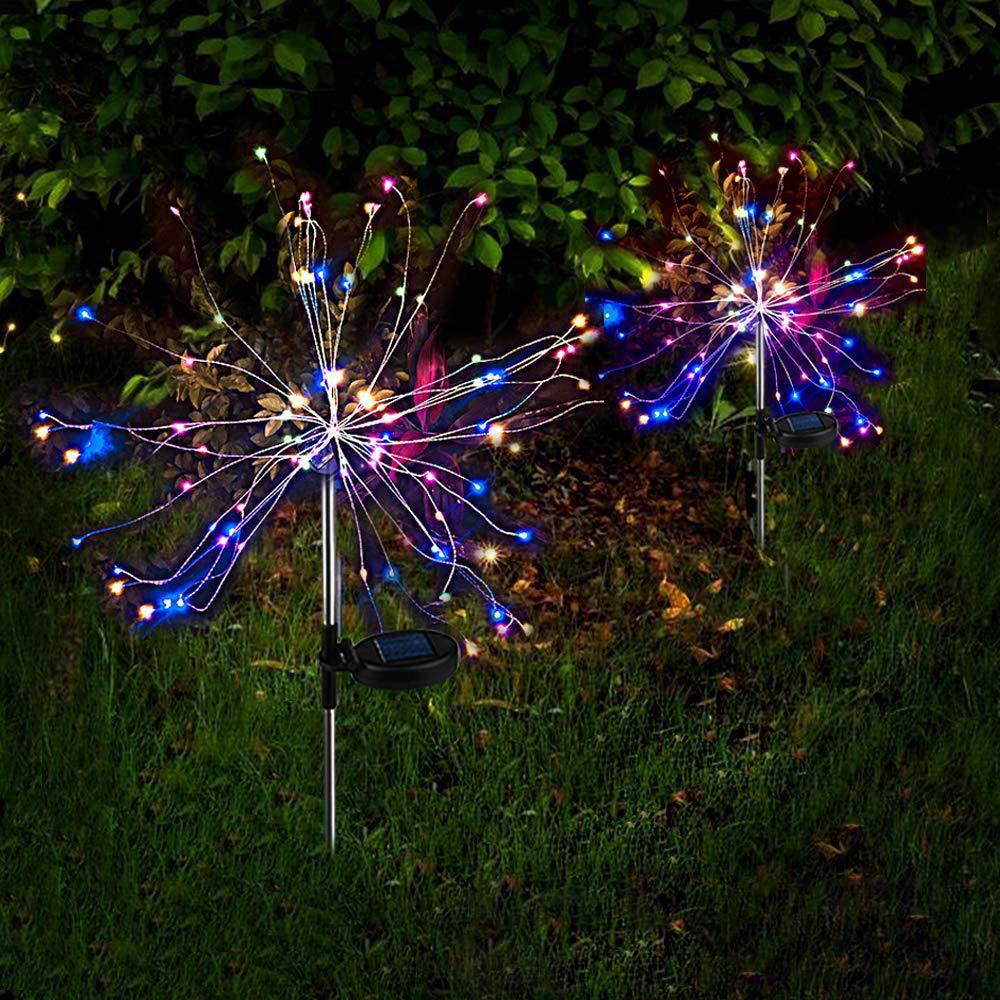 2PCS Solar Fireworks Lamps 90 LED Multi-Color Outdoor Christmas Lights - Castle Anna