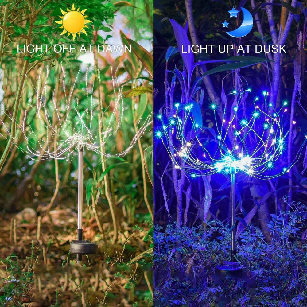 2PCS Solar Fireworks Lamps 90 LED Multi-Color Outdoor Christmas Lights - Castle Anna