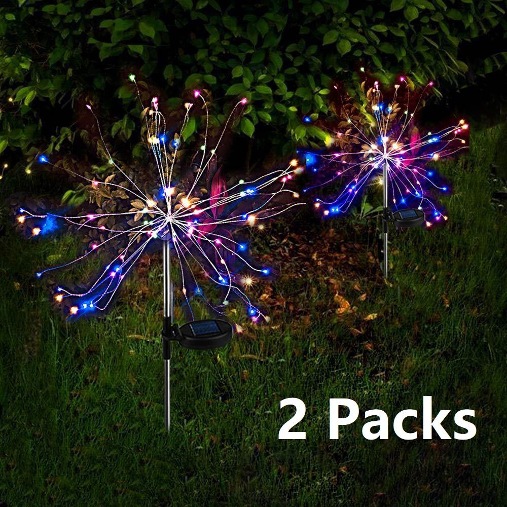 2PCS Solar Fireworks Lamps 90 LED Multi-Color Outdoor Christmas Lights - Castle Anna