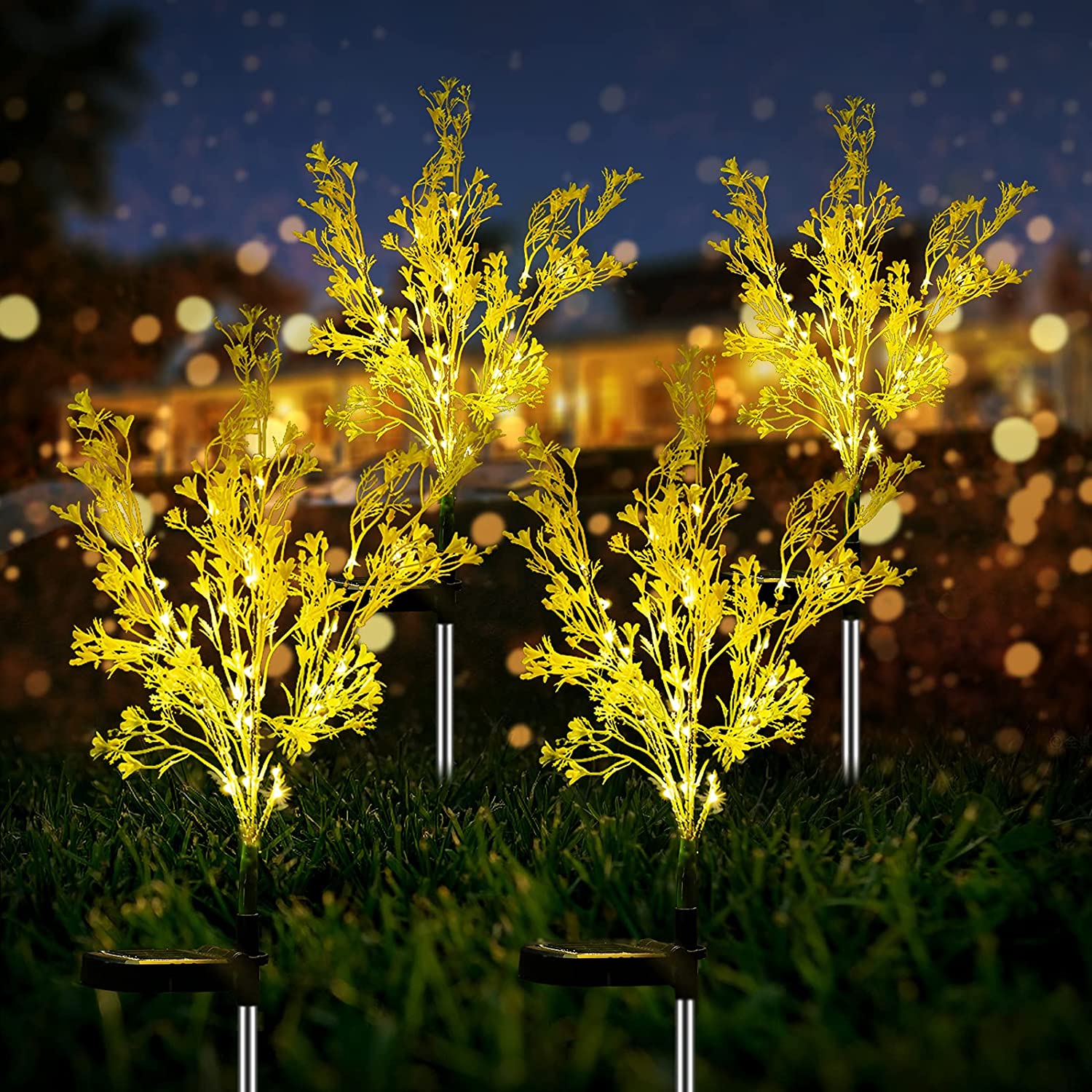 2Pcs Solar Canola Flower Shape Lights for Outdoor Christmas Decor - Castle Anna