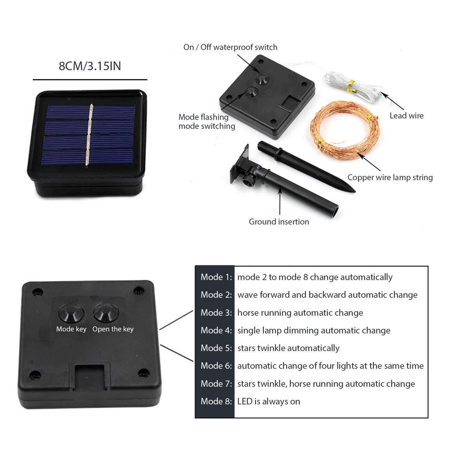 Outdoor Solar Copper Wire Light String Lights Festival Decorations - Castle Anna