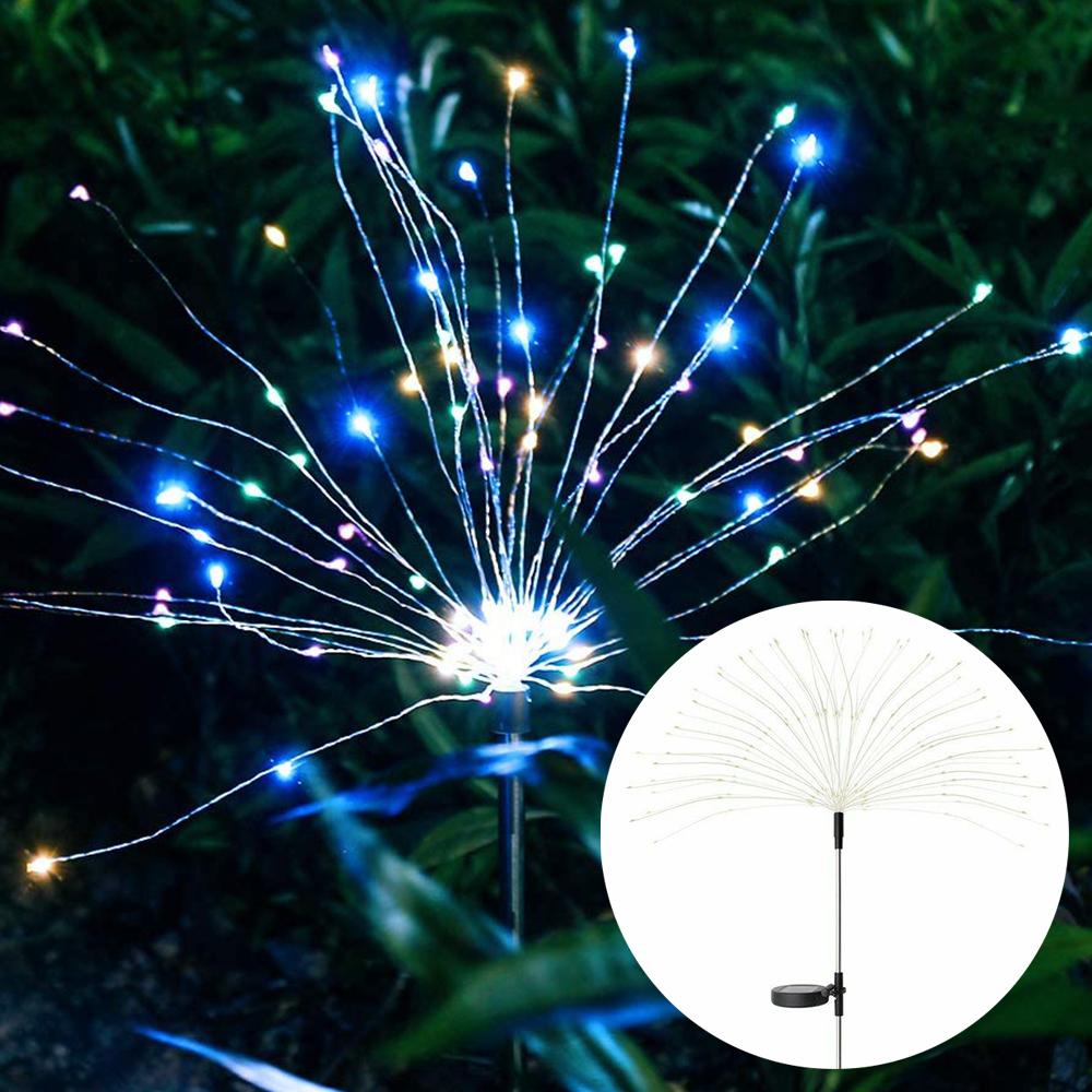 2PCS Solar Fireworks Lamps 90 LED Multi-Color Outdoor Christmas Lights - Castle Anna
