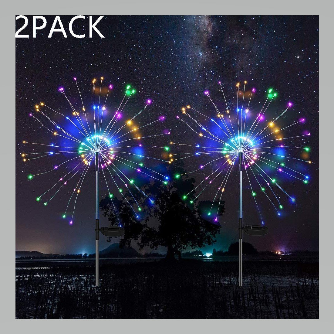 2PCS Solar Fireworks Lamps 90 LED Multi-Color Outdoor Christmas Lights - Castle Anna