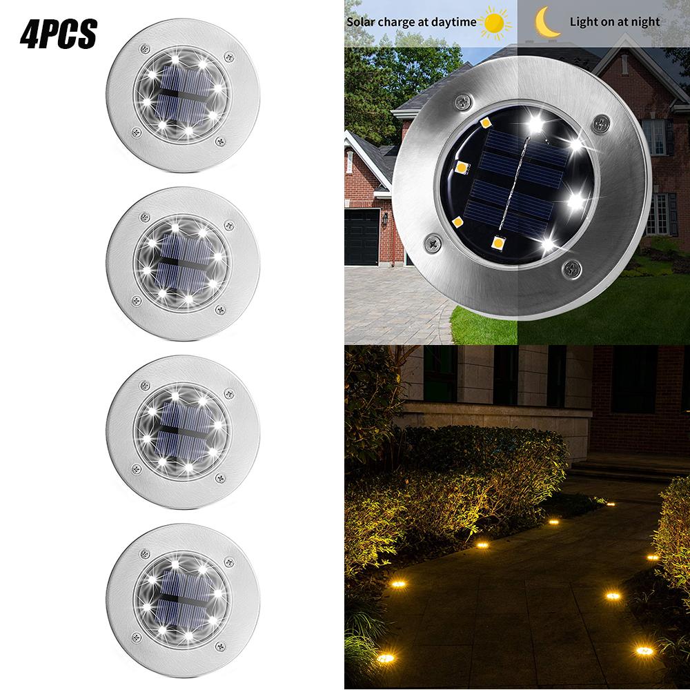 4/8 LEDs Solar Powered Buried Light Outdoor Pathway Garden Decking - Castle Anna