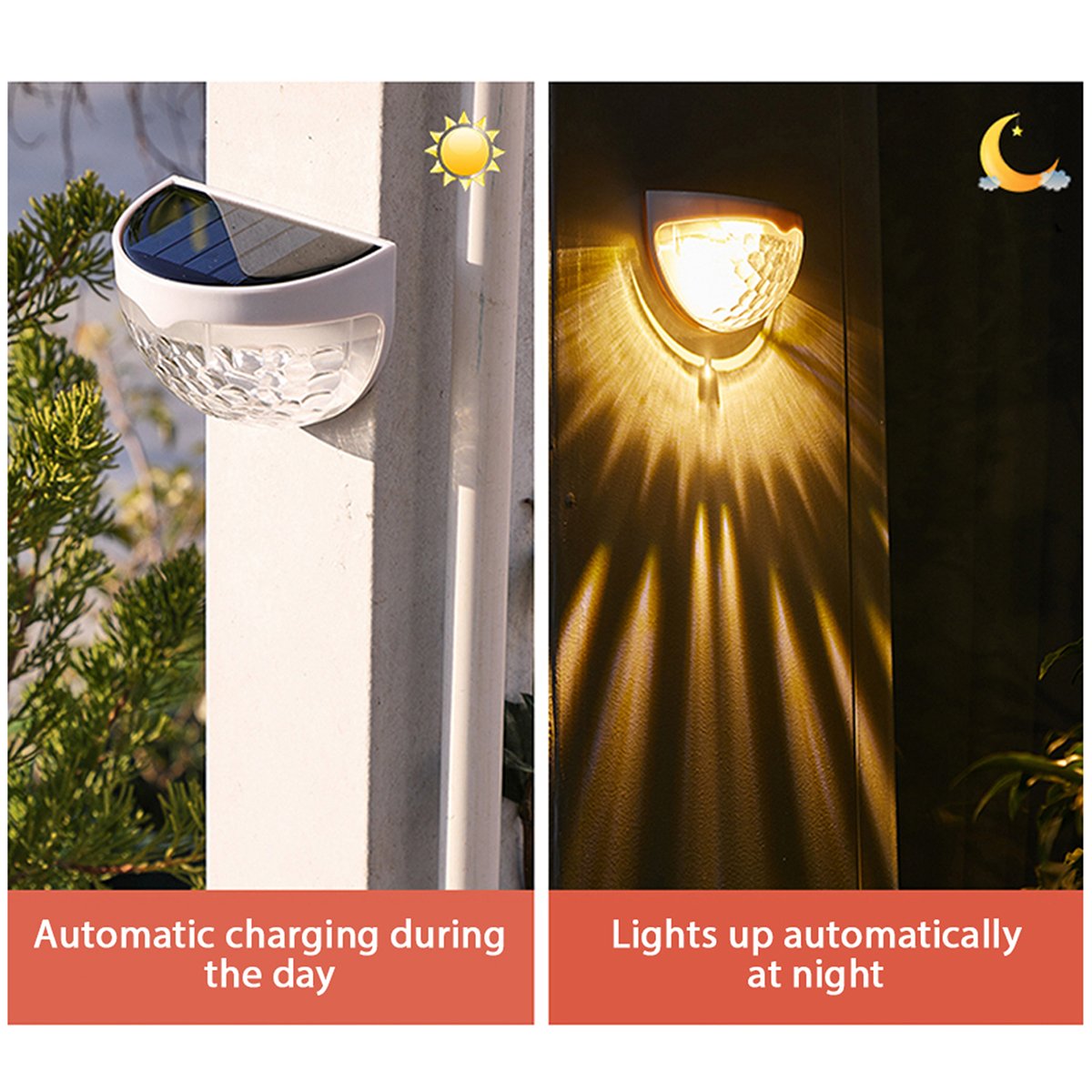 2 PCS Solar Semicircle Walls Light Outdoor Waterproof Sensor Wall Lamp - Castle Anna