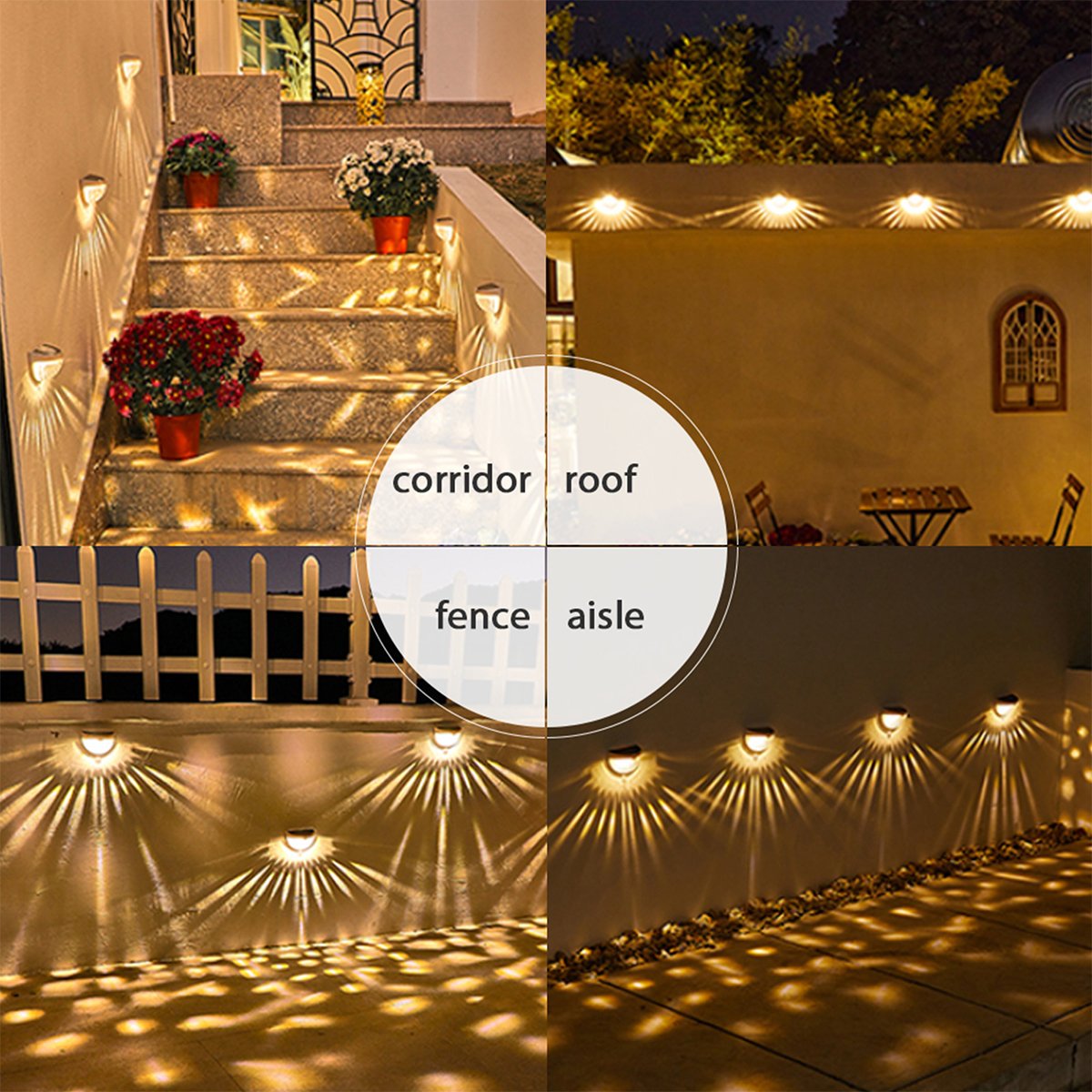 2 PCS Solar Semicircle Walls Light Outdoor Waterproof Sensor Wall Lamp - Castle Anna