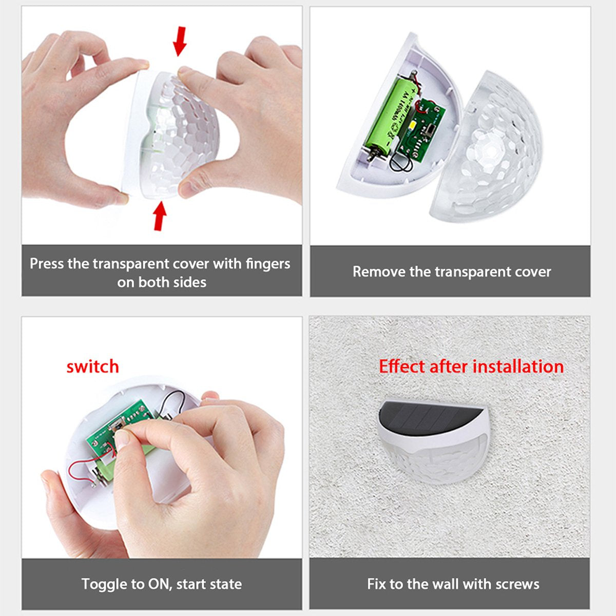 2 PCS Solar Semicircle Walls Light Outdoor Waterproof Sensor Wall Lamp - Castle Anna