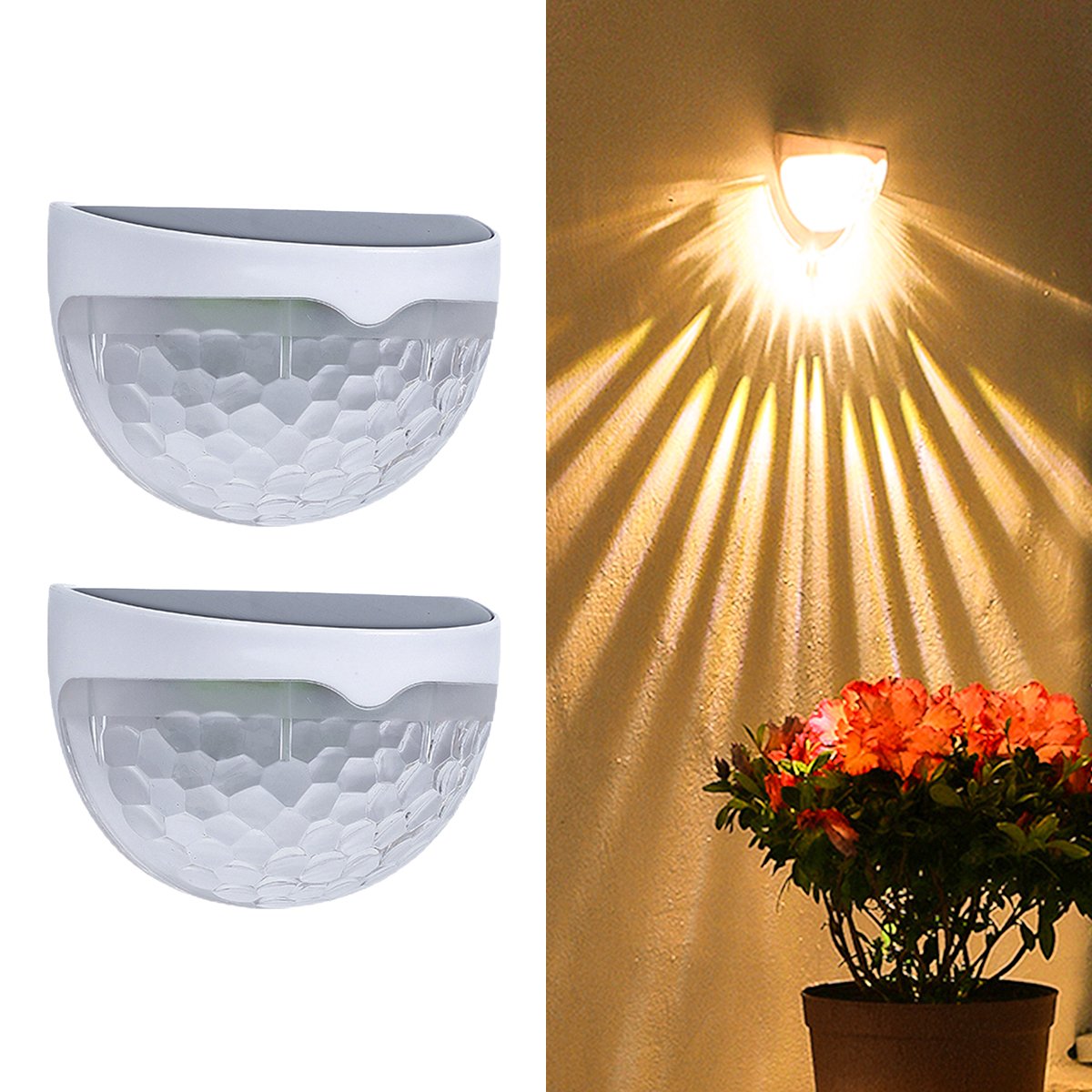2 PCS Solar Semicircle Walls Light Outdoor Waterproof Sensor Wall Lamp - Castle Anna