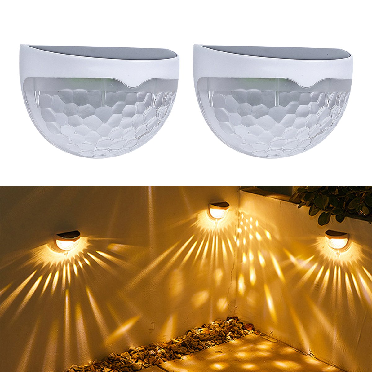 2 PCS Solar Semicircle Walls Light Outdoor Waterproof Sensor Wall Lamp - Castle Anna
