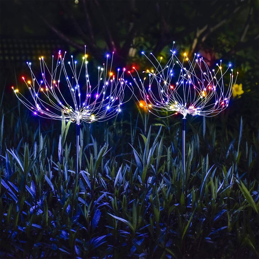 2PCS Solar Fireworks Lamps 90 LED Multi-Color Outdoor Christmas Lights - Castle Anna