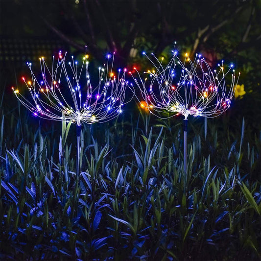 2PCS Solar Fireworks Lamps 90 LED Multi-Color Outdoor Christmas Lights - Castle Anna