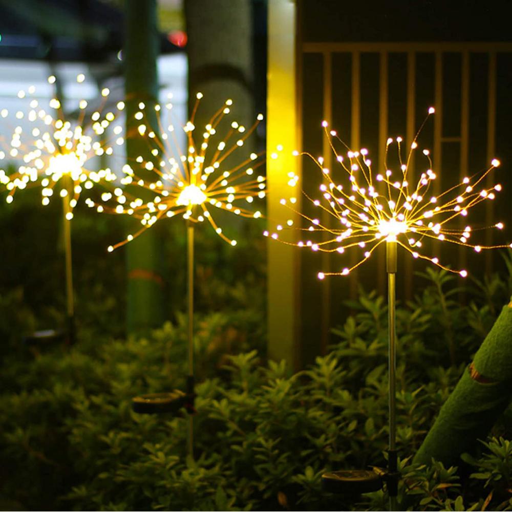 2PCS Solar Fireworks Lamps 90 LED Multi-Color Outdoor Christmas Lights - Castle Anna