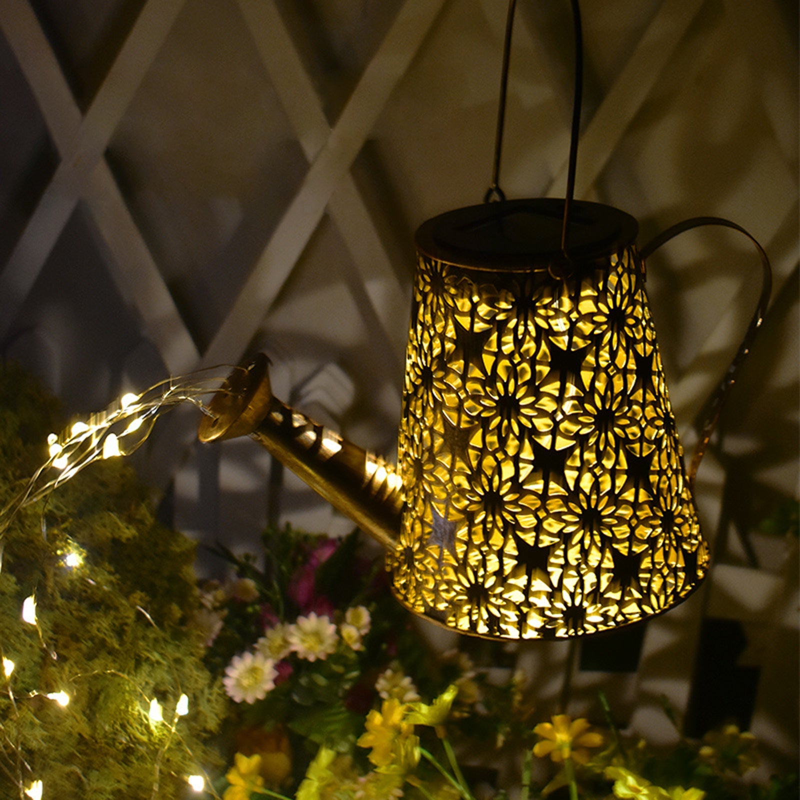 Solar Watering Can Lights Outdoor Decor Hanging Kettle Lantern Light - Castle Anna