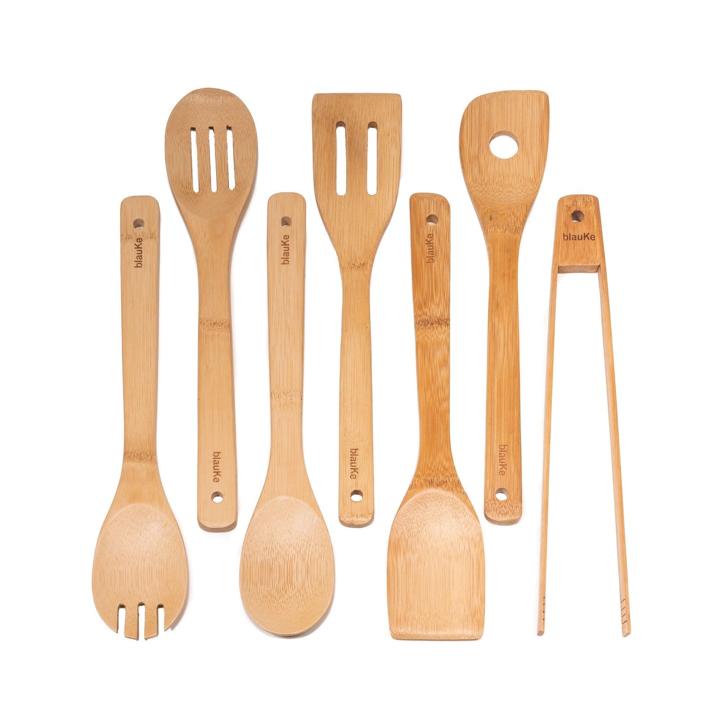 Wooden Spoons for Cooking 7-Pack - Bamboo Kitchen Utensils Set - Castle Anna