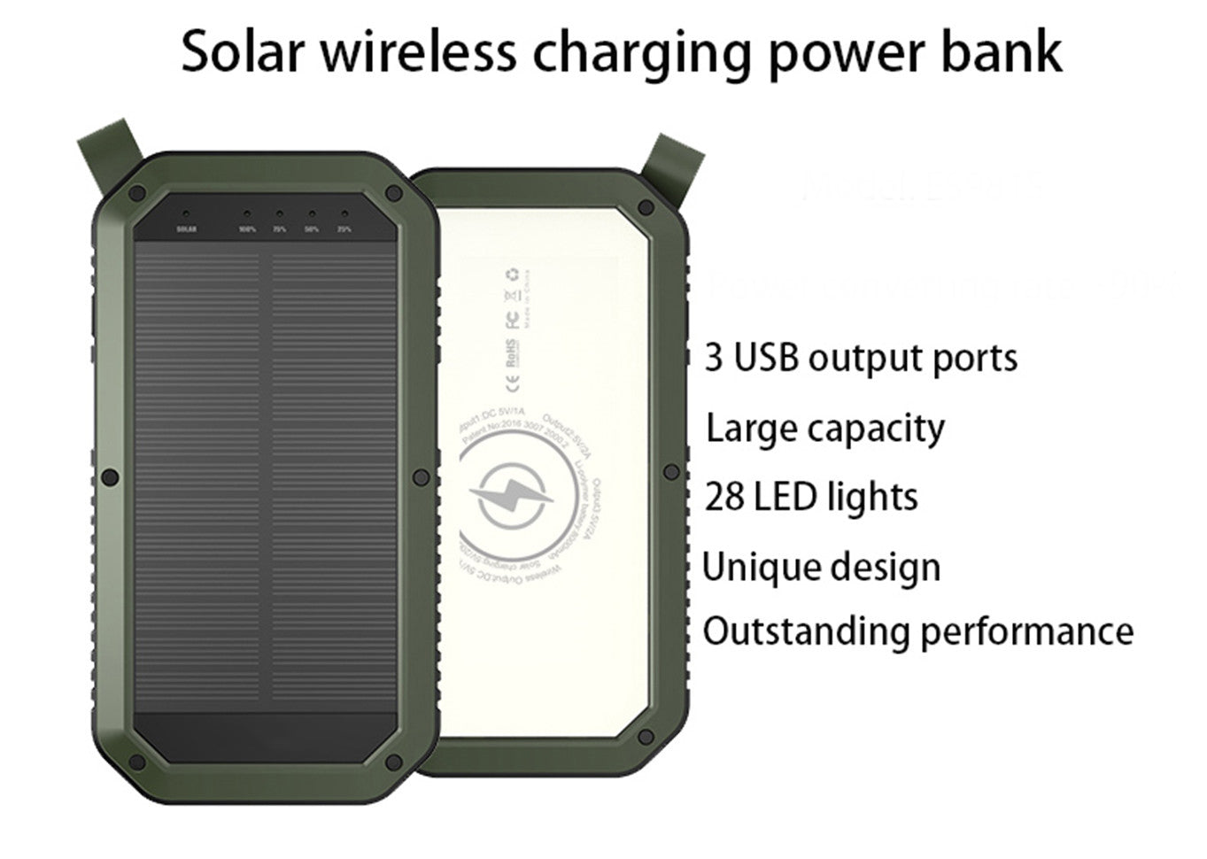 Sun Chaser Mini Solar Powered Wireless Phone Charger 10,000 mAh With - Castle Anna