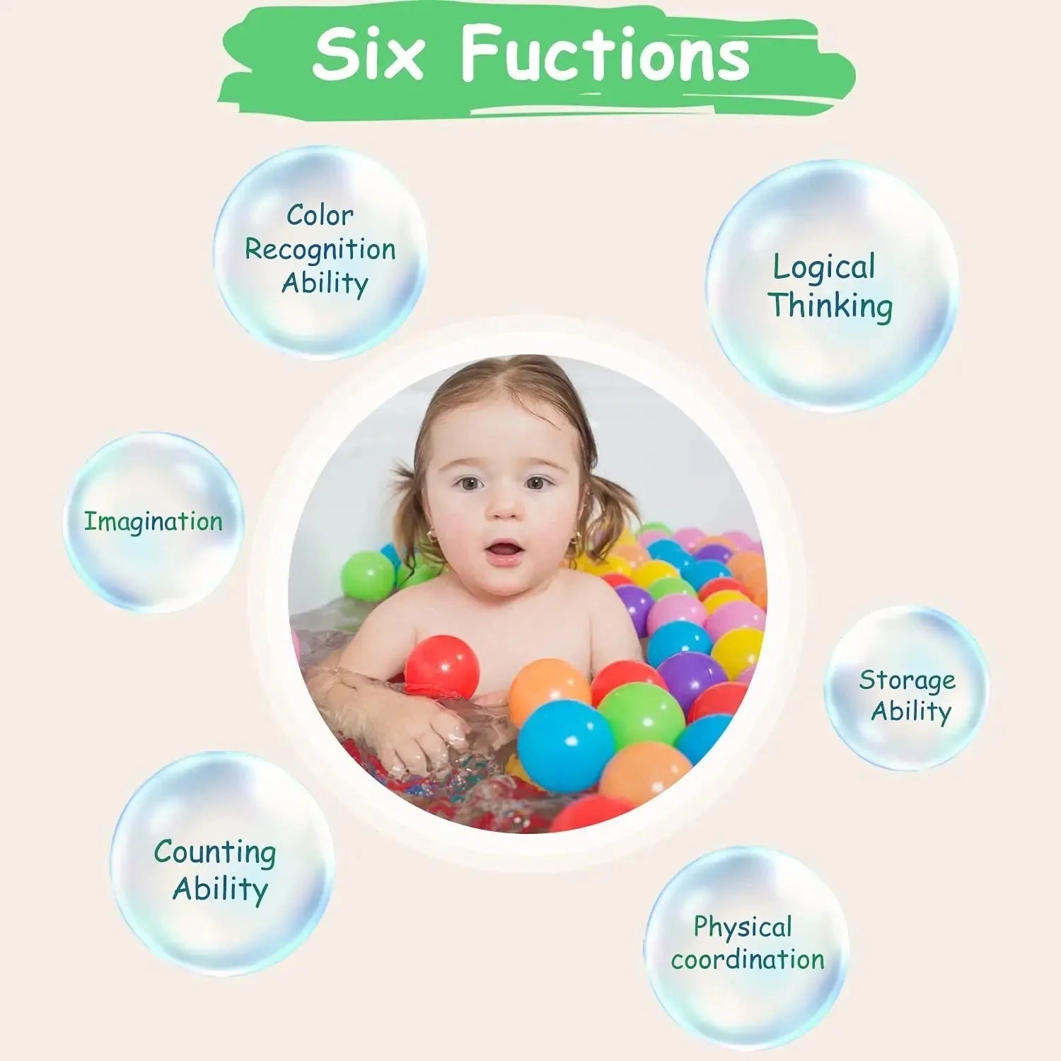 48PCS Colorful Air Wave Balls Pool Water Children Fun Toys Free Squeezing Outdoor Sports Balls Environmental Air Balloons - Castle Anna