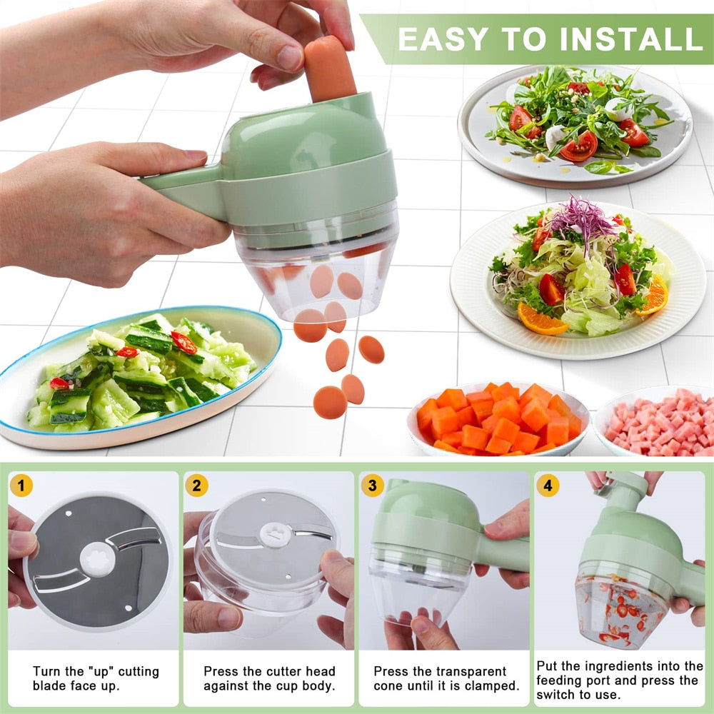 Portable Handheld 4 in 1 Electric Vegetable Slicer - Castle Anna