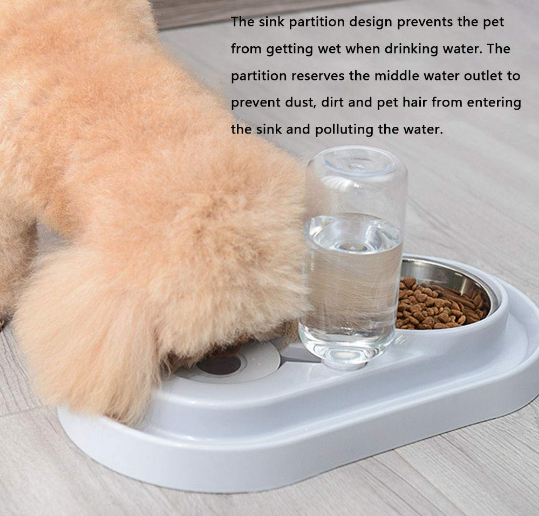 Stainless Steel Pet Bowls with Automatic Water Bottle - Castle Anna