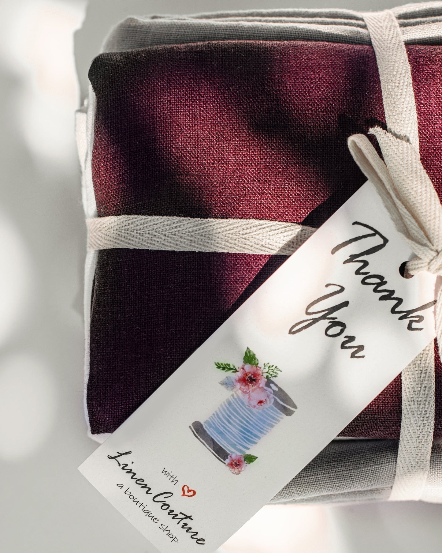 Linen Fitted Bed Sheet in Natural Light - Castle Anna