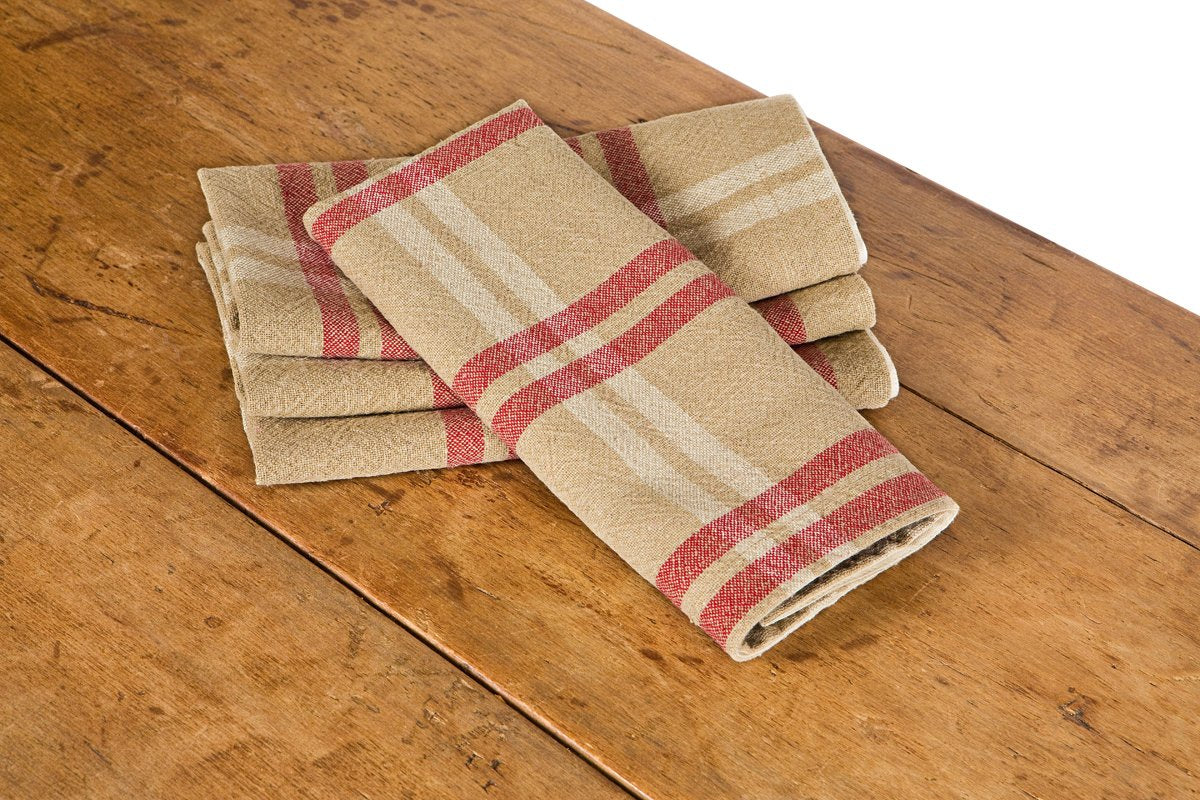 XD15012 Natural Linen Check Tea Towels,14"x22", Set of 4 - Castle Anna