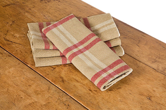XD15012 Natural Linen Check Tea Towels,14"x22", Set of 4 - Castle Anna