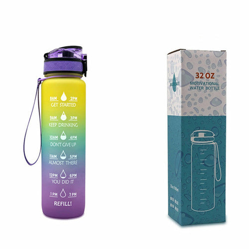 1L Tritan Water Bottle With Time Marker Bounce Cover - Castle Anna