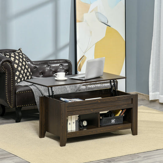 HOMCOM Lift Top Coffee Table with Hidden Storage Compartment and Open - Castle Anna