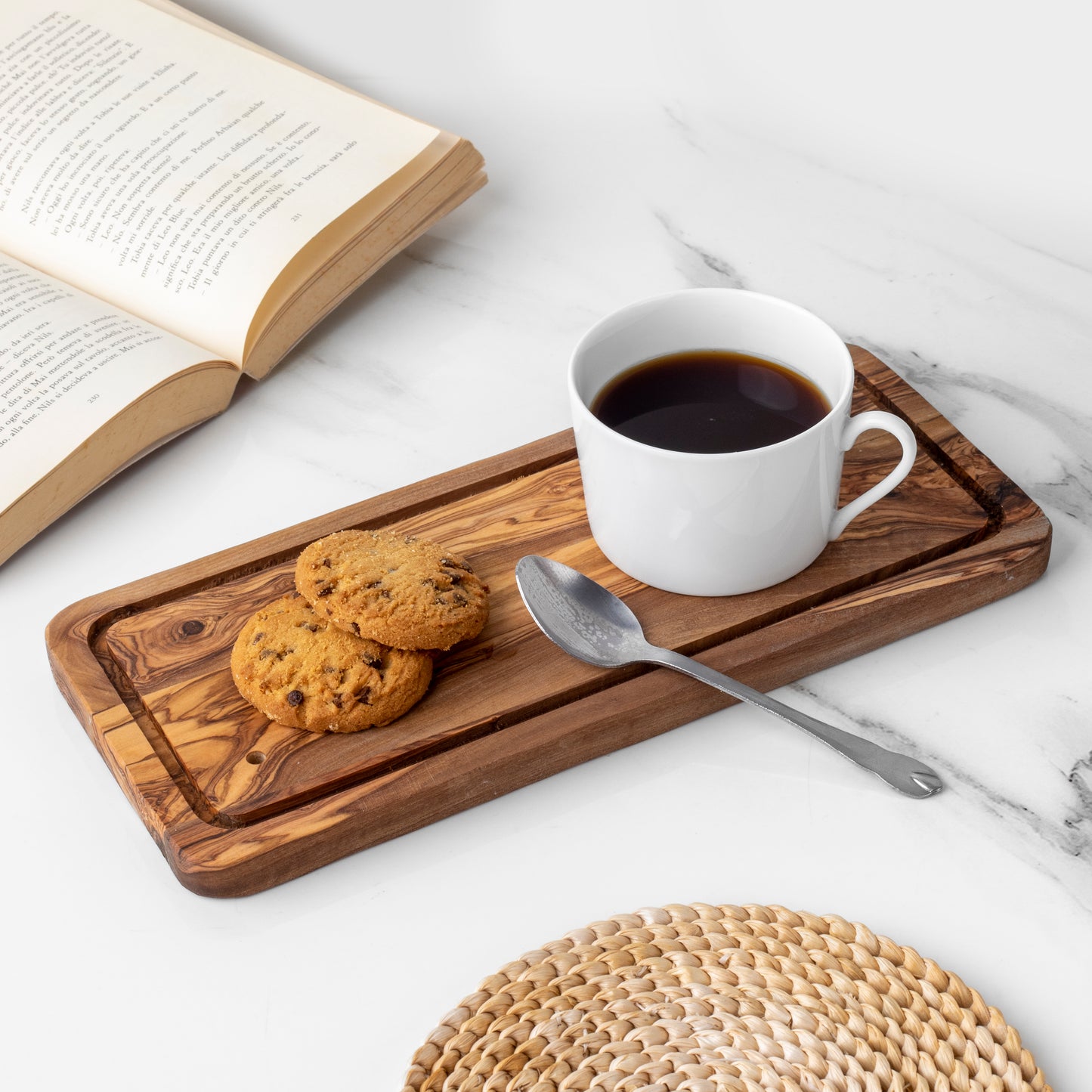 Eco-Friendly Olive Wood Rectangle Board with Juice Groove - Castle Anna