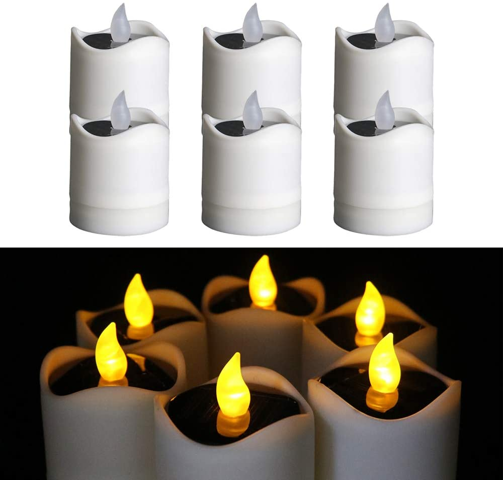 6PCS Waterproof Smokeless Solar Candles Lights Flame Light - Castle Anna