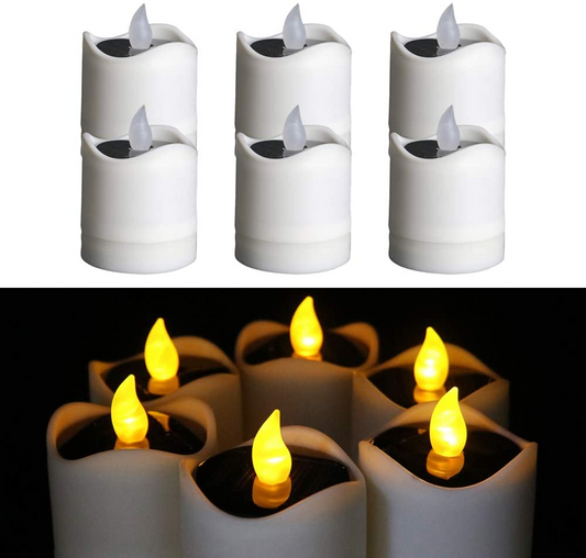 6PCS Waterproof Smokeless Solar Candles Lights Flame Light - Castle Anna