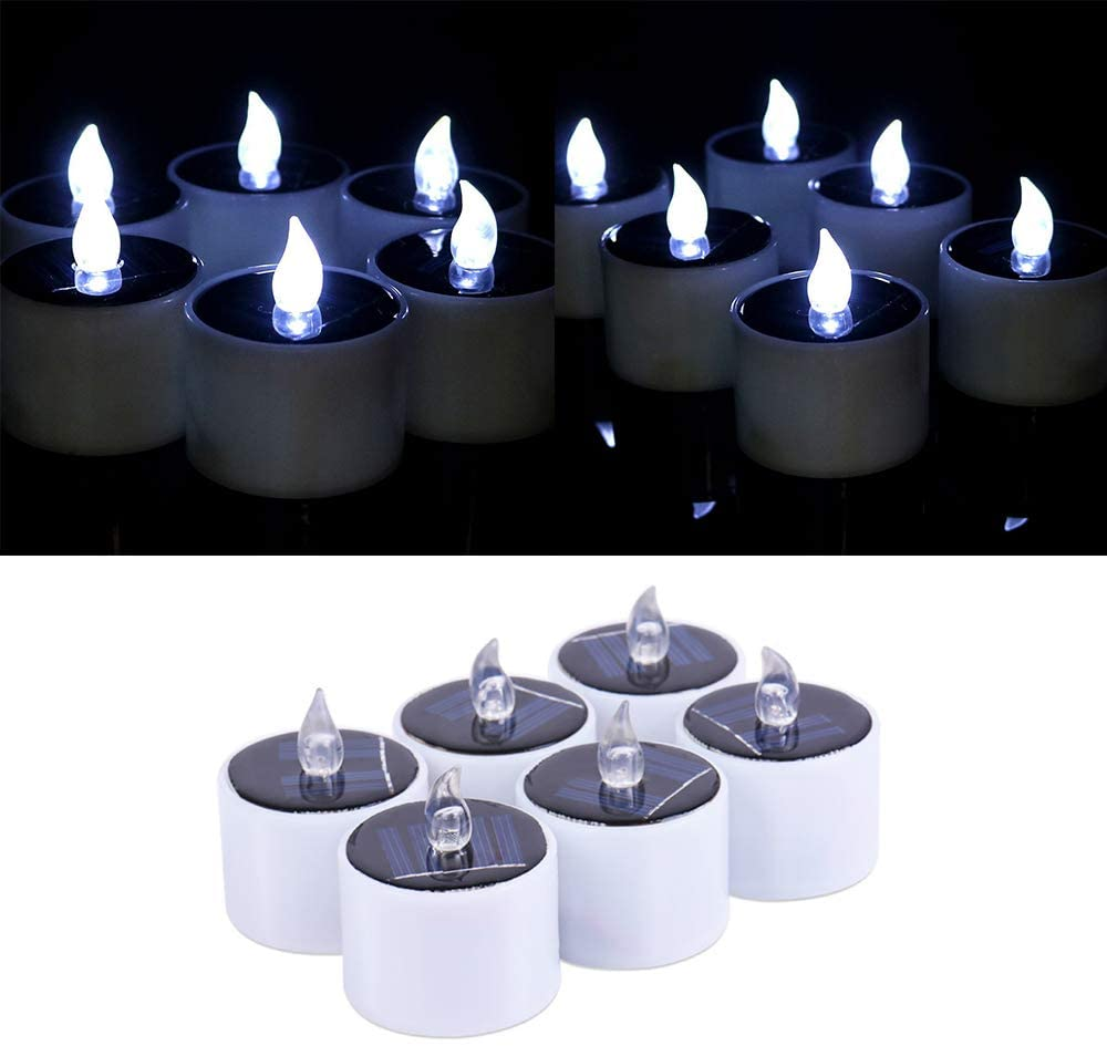 6PCS Waterproof Smokeless Solar Candles Lights Flame Light - Castle Anna