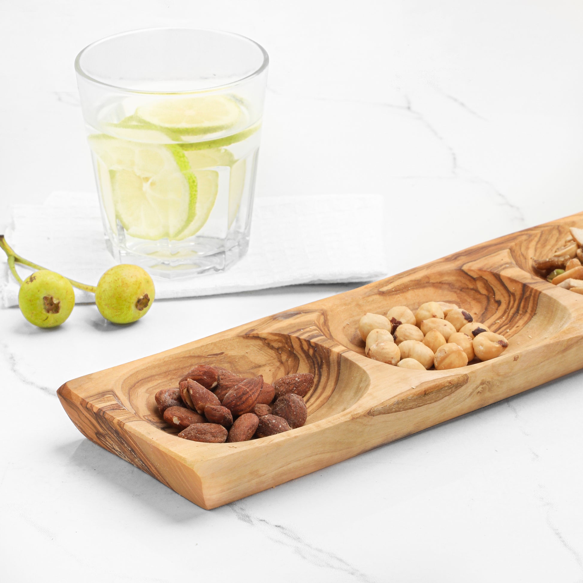3-Section Olive Wood Dish – Handmade Serving Piece for Everyday Use - Castle Anna