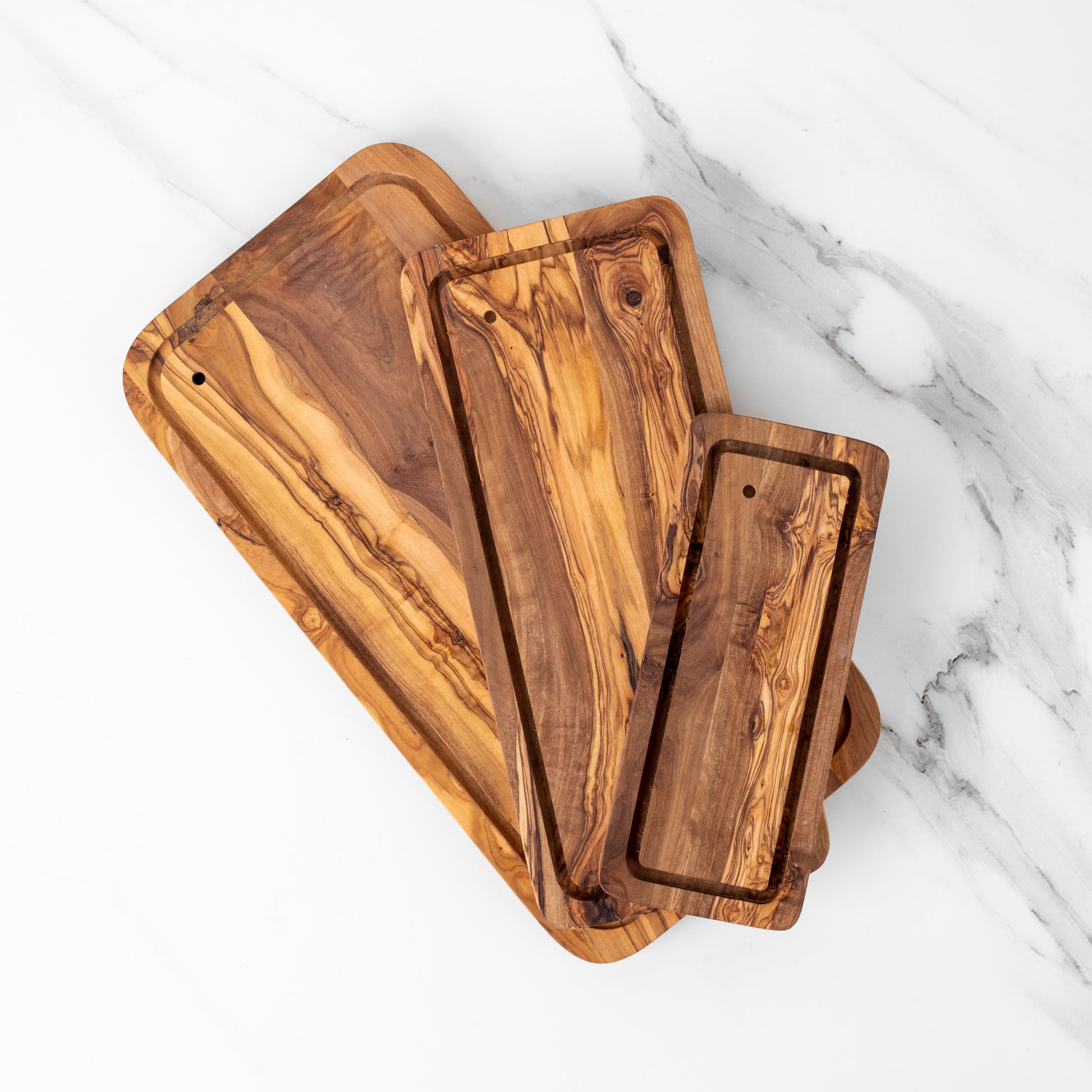 Eco-Friendly Olive Wood Rectangle Board with Juice Groove - Castle Anna