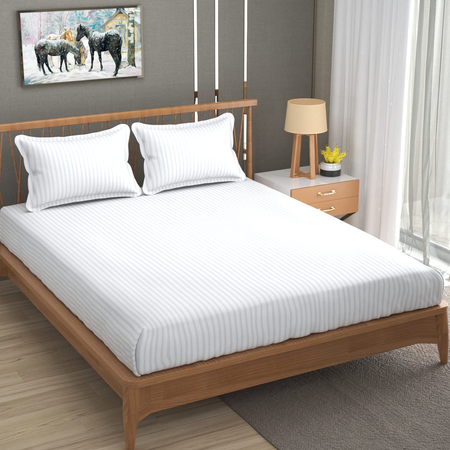 Premium Cotton Double Bed Sheet with 2 Pillow Covers(Color-White) - Castle Anna