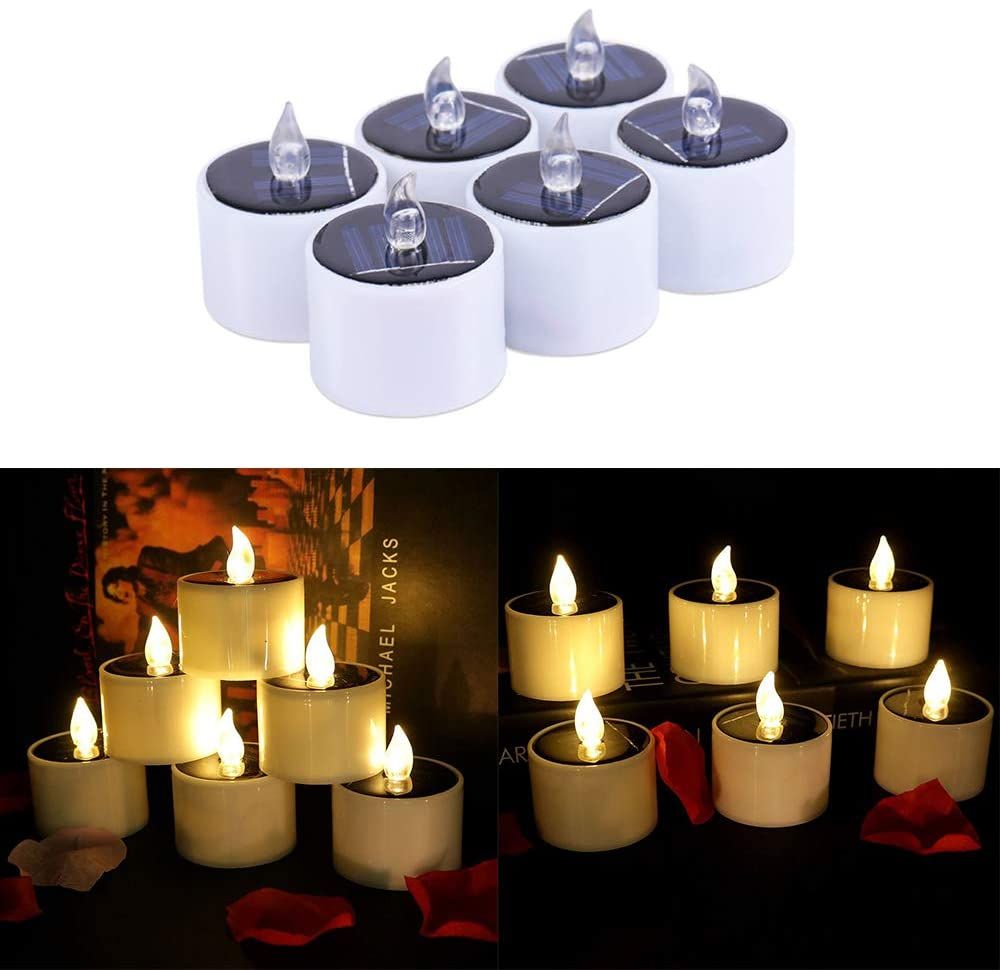 6PCS Waterproof Smokeless Solar Candles Lights Flame Light - Castle Anna