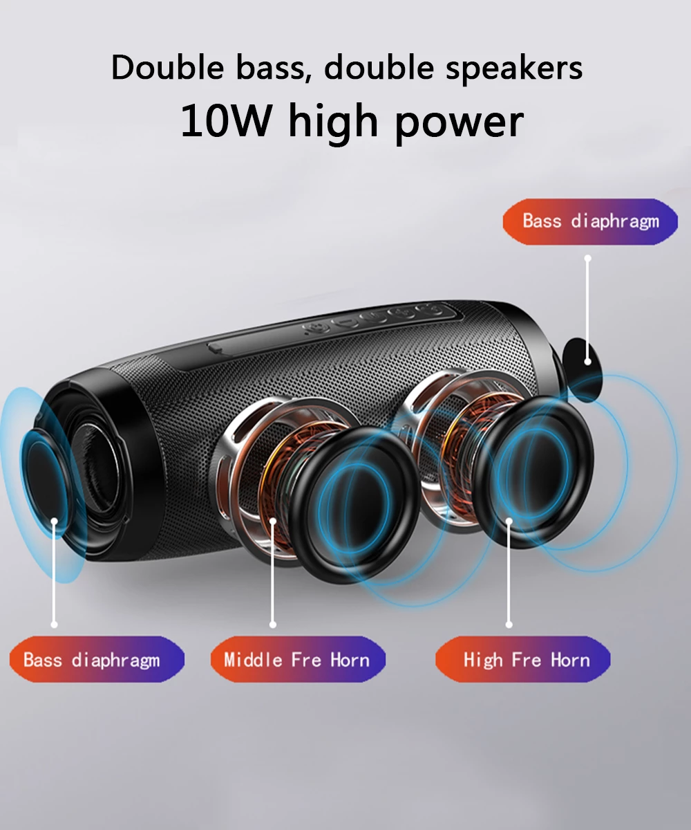 Wireless Portable Bluetooth Stereo Speaker with LED Light - Castle Anna